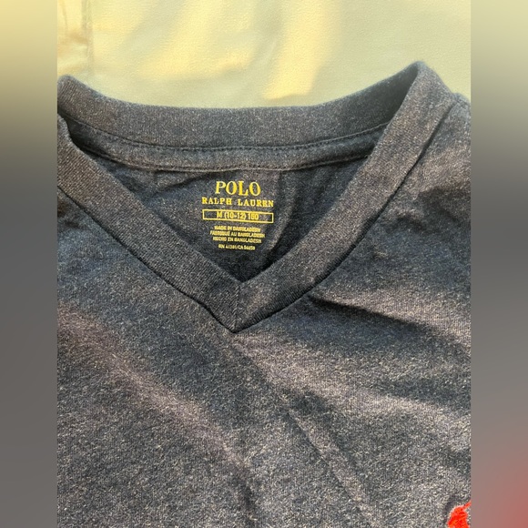 Ralph Lauren Boys Cotton Red Long Sleeve and 1 vneck short sleeve tee - Picture 2 of 4